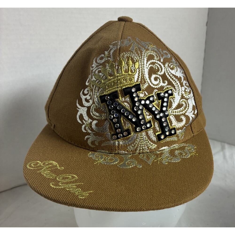 Kebethos Original Embroidered NY (New York) Mustard Fitted Cap Hat